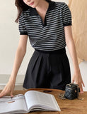 Celia Linen Stripe Collar Knit