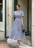 Baguette Collar Check Double Long One Piece (Belt Set)