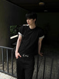 Dadd Daily Color Matching Roll-Up Short Sleeve Tee *Semi Crop