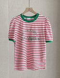 Leivit Stripe Color Matching Puff T-shirt