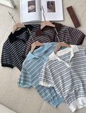 Celia Linen Stripe Collar Knit