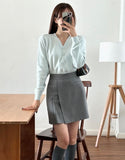 Dews Unbalance Pleats Wrap Skirt Pants