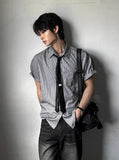[ Tie Set ] Silk Stripe Classic Short Sleeve Shirt