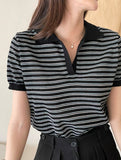 Celia Linen Stripe Collar Knit