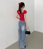 Pintuck Wide Denim Pants