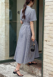 Baguette Collar Check Double Long One Piece (Belt Set)
