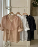 Betis Double Frill See-Through Blouse
