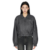 Au Vintage Leather Bomber Jacket