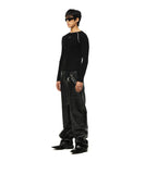 LEATHER BIKER PANTS