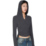 Evil Shirring Cropped Hoodie