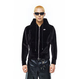 LOGO HOOD VELVET JACKET