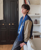 Barent Denim Color Matching Varsity Jacket