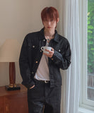 Kanto Coated Black Denim Trucker Jacket