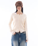 Need wool crop round-neck cardigan