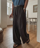Summer Cooling Deep-Tuck Wide Slacks