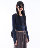 Cape slim hand warmer T-shirt
