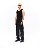 [MORE THAN BLACK] LOGO CUT OFF SLEEVELESS