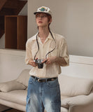 Wavy Open Collar Half Shirt