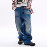 Logan cat washed wide denim pants