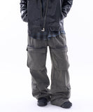Clou tin dyeing banding cargo denim pants