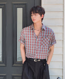 Heave Burgundy Check Short Sleeve Shirt