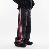 Bumpy side track wrinkle denim pants