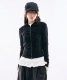 Elixir high-neck shirring zip-up