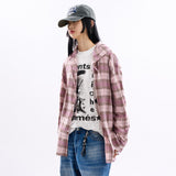 Flannel hooded over check shirt