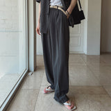 Made linen two tuck wide slacks