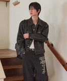 The Born Washed Leather Crop Trucker Jacket