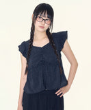 Lilathe dot frill blouse