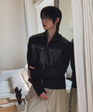 Caden Leather Color Matching Fingerhole Zip-up