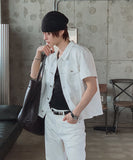 Kelden Cutout Short Sleeve Trucker Shacket