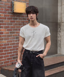 Cross Stud Ribbed Short Sleeve T-shirt