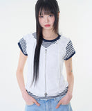 Solvi shirring zip-up blouse