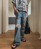 Break Damage Flare Denim Pants