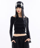 Vera halter top layered crop long sleeve