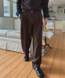 Melo Belted Two-Tuck Wide Slacks
