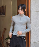 Furnon Ribbed Half-Zip Muscle Long Sleeve Tee