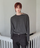 Roda Ribbed Diagonal Zipper Long Sleeve T-shirt
