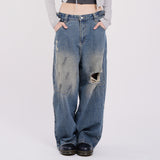 Sunrise strap damage denim pants