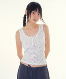 Flower waffle henley sleeveless