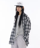 Autumn vintage loose check shirt
