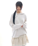 Asymmetric button raglan hoodie