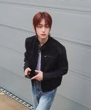 Laden Suede Knit Mix Crop Rider Jacket