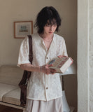 Suo crochet punching knitwear half shirt