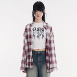 Moss bleach ombre check shirt