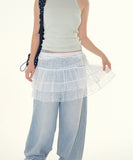 Star sheer frill mini skirt