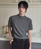 Week Diagonal Cut Half-Neck Short Sleeve Knit