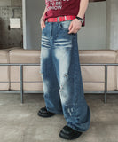 Binden Wash Damaged Wide Denim